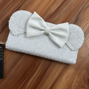 Loungefly White Sequin Wallet with Bow